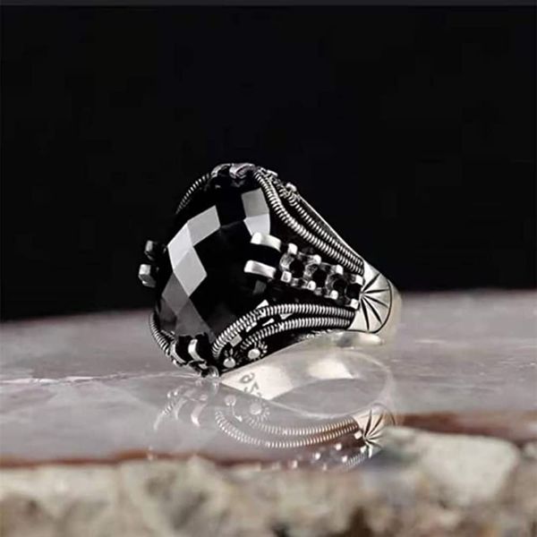 Cutesmile Vintage Silver Ring Black CZ Crystal Ring (12)