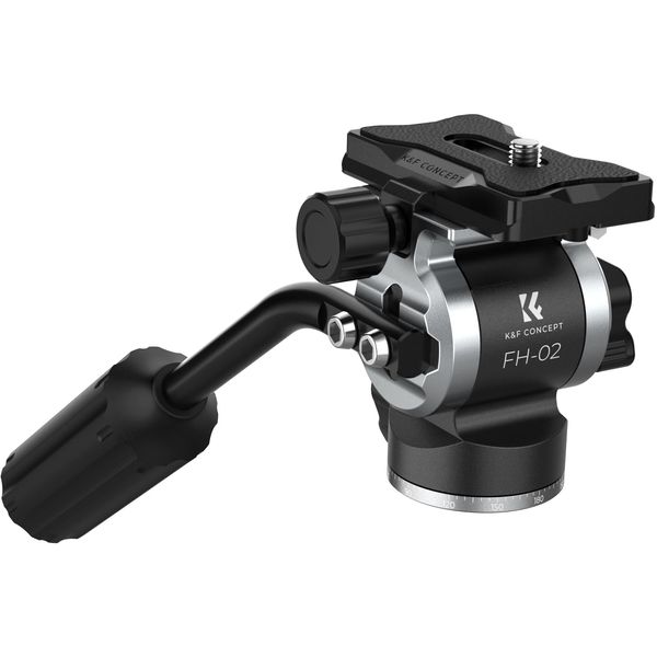 K&F Concept Video Tripod Fluid Head with Quick Release Plate and Handle, Load Capacity 3kg/6.61lbs, FH-02