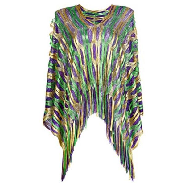 Mardi Gras Poncho Halloween Costume Mardi Gras Shawl Cape Cosplay Fancy Dress up Scarf Masquerade Costume Mardi Gras Party Favor