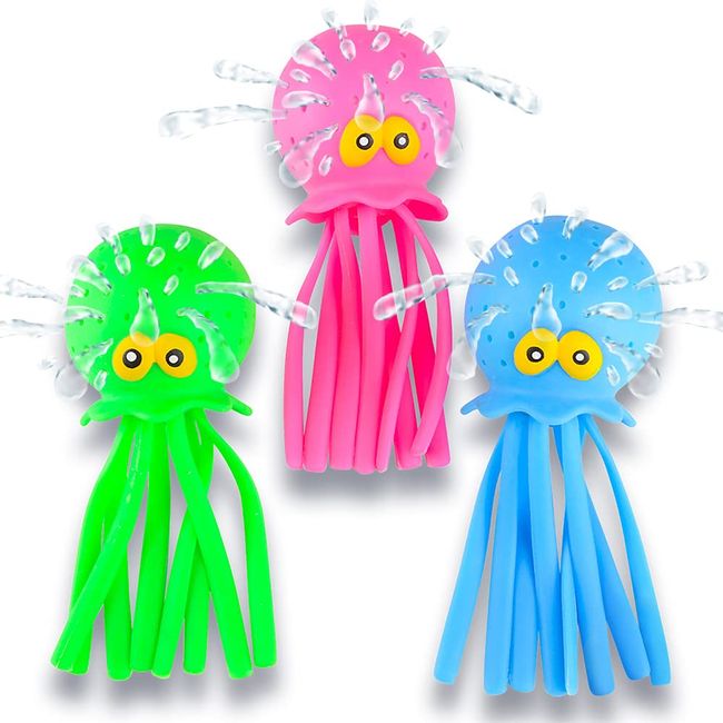 ArtCreativity Octopus Water Balls, Set of 3, Rubber Kids’ Bath Toys, Sensory Stress Relief Pool Toys for Kids, Cute Goodie Bag Fillers for Boys and Girls, Pink, Blue and Green