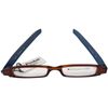 B+D Pocket Readers +2.00 Reading Glasses Brown & Blue Compact Folding with Case