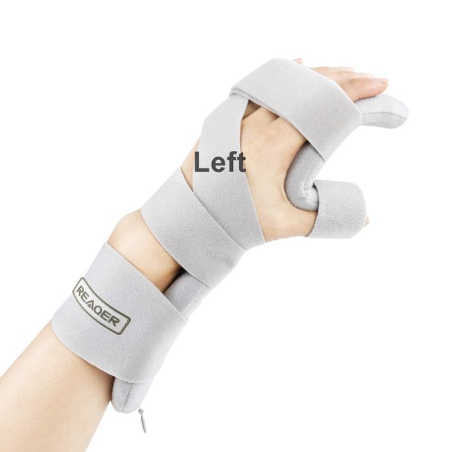 REAQER Stroke Resting Hand Splint Night Immobilizer Muscle Atrophy Rehabilitation For Hand, Wrist And Finger (Left)