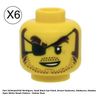 Lego 6 Yellow Head With Black Eye Patch,Brown Eyebrows,Sideburns,Stubble Pattern