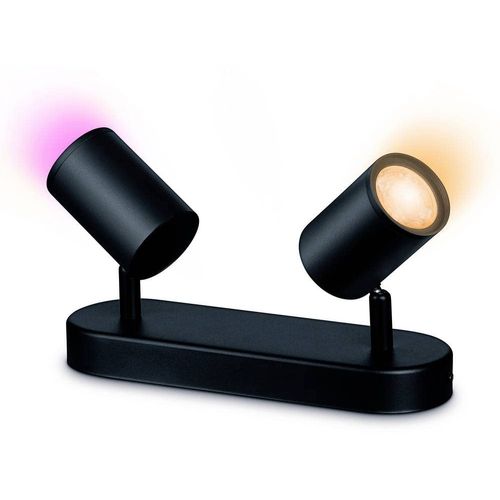 WiZ Colour Imageo Smart Connected WiFi Ceiling Light Spot Fixture. [2 Spot - Black] App Control for Indoor Home Lighting, Livingroom and Bedroom
