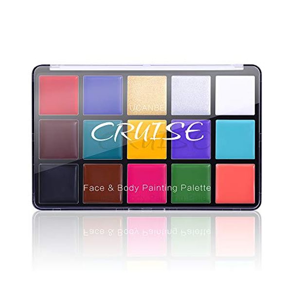 UCANBE Face Body Paint 15 Colors Dolan - Makeup Palette Professional Kids Face Paint for Sensitive Skin Perfect for Halloween Cosplay Party Makeup