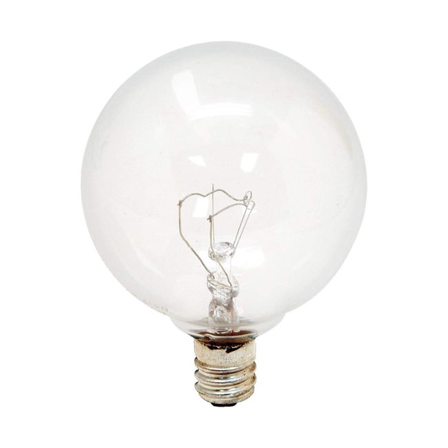 GE Lighting 17722 Decorative G16 1/2 Candelabra Base Globe Light Bulb, 2-Pack, Clear, 2 Count