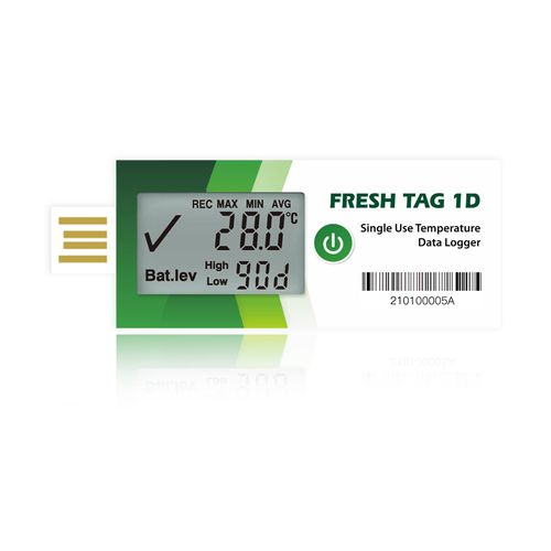 Freshliance USB Temperature Data Logger with Auto PDF CSV Report, 30000 Points Single Use Digital Temperature Recorder, 240Days Cold Frozen Transportation Storage, Fresh Tag 1D, 1Pack