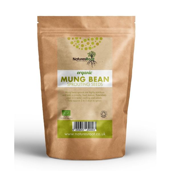 Natures Root Organic Mung Bean Sprouting Seeds 500g - Superfood | Non GMO | Microgreen Sprouts | Garden Planting | Vegetable Gardening