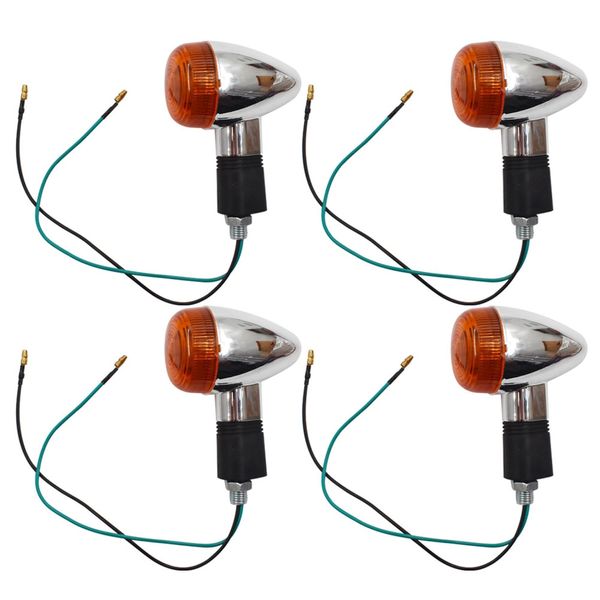 WFLNHB 4Pcs Chrome Motorcycle Turn Signal Blinker Indicator Light