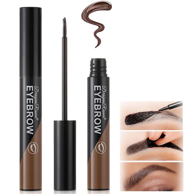 Eyebrow Tint Tattoo Peel Off Eyebrow Gel Semi-Permanent Colour Brow Tattoo Gel Lasts Up To 3 Days Waterproof Peel Off Eyebrow Gel Tint Natural Eyebrow Makeup Gift For Women (01 Dark brown)