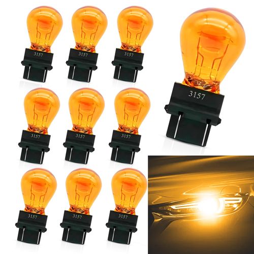 MLY 10 PCS Car 3157 Bulb, 12V 21/5W Turn Signal & Brake Light Bulb, 3800K Tail Light Bulb Standard Replacement Accessory, Universal for Most Cars, Trucks, Vans (Amber)