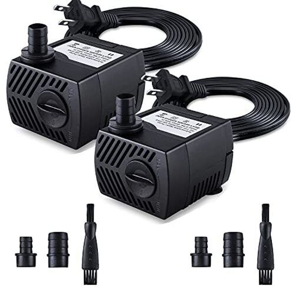 Fountain Pump, 2 Packs 80GPH(4W 300L/H) Submersible Water Pump, Durable