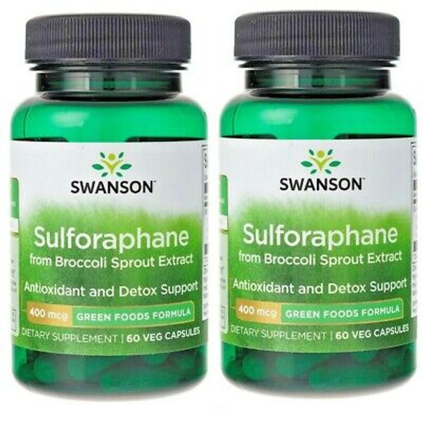 Swanson Sulforaphane from Broccoli Sprout Extract (400 mcg) 2 x 60 Veggie Caps