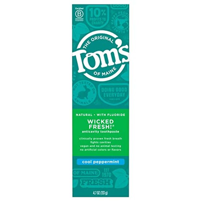 Tom's of Maine Natural Wicked Fresh! Fluoride Toothpaste, Cool Peppermint, 4.7 oz. (Packaging May Vary)