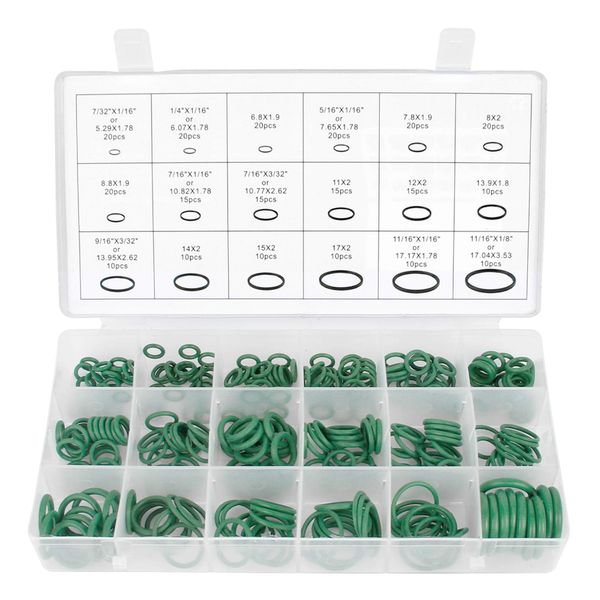 540Pcs Rubber O-Ring Sealing Gasket Rings Washer Seal Assortment Set Green Electrical Gasket Ring for Car Air Conditioning Compressor Plumbing Washer Seal & Auto Quick Repair