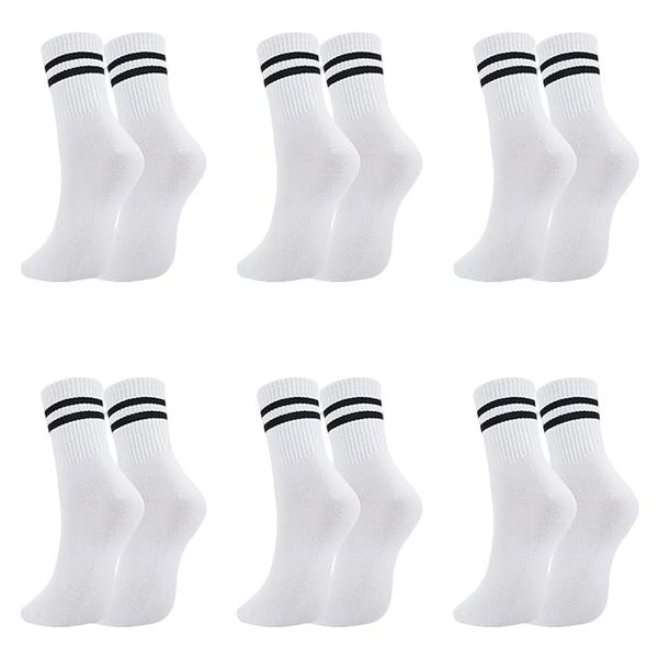 MOLIMOLI Sportsocken Damen 6er Set - Tennissocken Damen, Weiße Socken Damen, Socken Damen 39-42, Baumwolle - Socken mit Streifen, für Sport und Freizeit