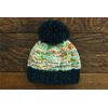 LOUDelephant Hand Knitted Wool Beanie Bobble Hat - Navy Cream