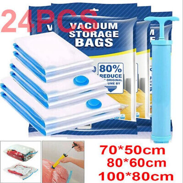 24PCS Jumbo Extra Large Space Saver Vacuum Seal Storage Bag Largest Space Bags