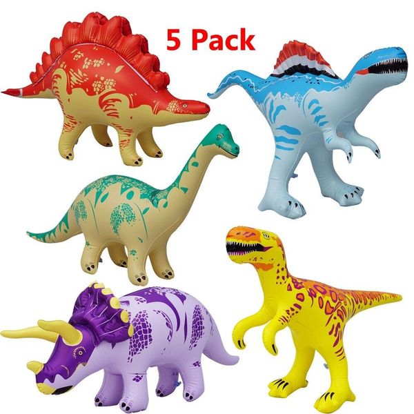 5 Pack Inflatable Dinosaur Party Pack Brachiosaurus, Triceratops, Raptor