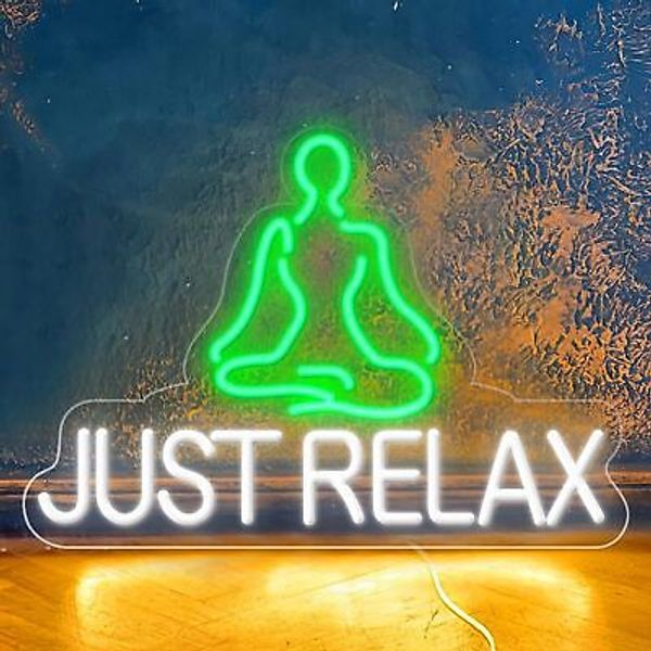 Led Yoga Neon Signs, Yoga Pose Neon Sign, Just Relax Neon Sign for Bedroom Decor