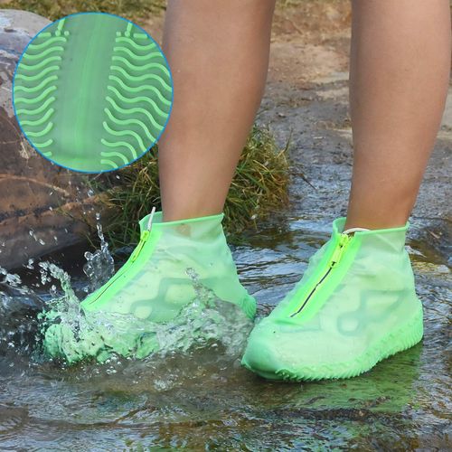 Shiwely Waterproof Shoe Covers, Silicone Reusable Shoe Cover Non-slip Durable Zipper Elastic Rain Cover Protection for Men Women (L (Women 7.5-10.5, Men 6.5-9), Pink)