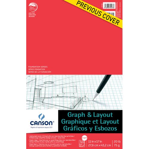 Canson Artist Series Graph and Layout Paper, 8 by 8 Blue Grid, Foldover Pad, 11x17 inches, 40 Sheets (20lb/75g) - Artist Paper for Adults and Students - Colored Pencil, Marker, Ink, Pen