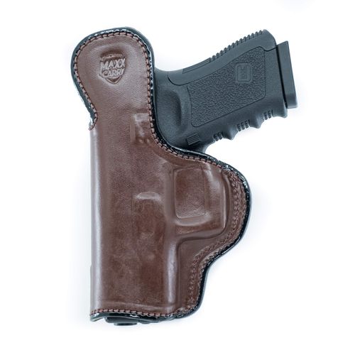 Maxx Carry IWB Leather Gun Holster Compatible with Glock 17, 22, 48 9 mm | Ruger SR9, SR40 |Springfield XDE 4.5 inch | Diamondback FS9, Brown, Right Hand Draw