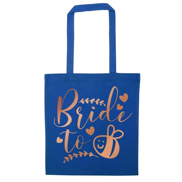 Flox Creative Blue Tote Bag Rose Gold Bride to Bee