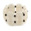 Avalaya Fancy White Acrylic Bead Flex Bracelet - 19cm L/Large