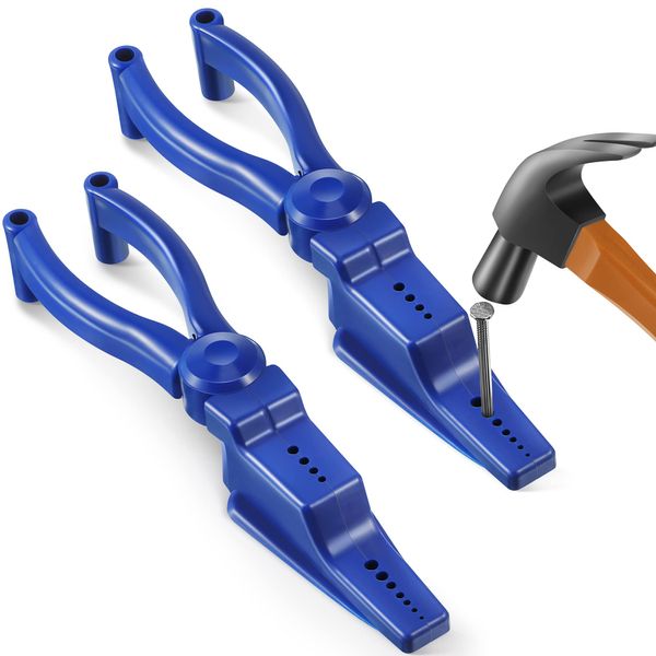 2 Pcs Nail Holder for Hammering, Plastic Pliers, Finger Safe for Hammer Nails in Slip Joint Pliers, Finishing Nails Pliers Keeps Fingers Safe, Basic Repair and Woodworking Joint Pliers