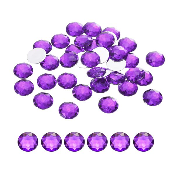 uxcell 100pcs Flat Back Round Acrylic Rhinestones 10mm Purple Flat Back Crystal Rhinestones for Craft Clothes Shoes DIY Decoration Gift