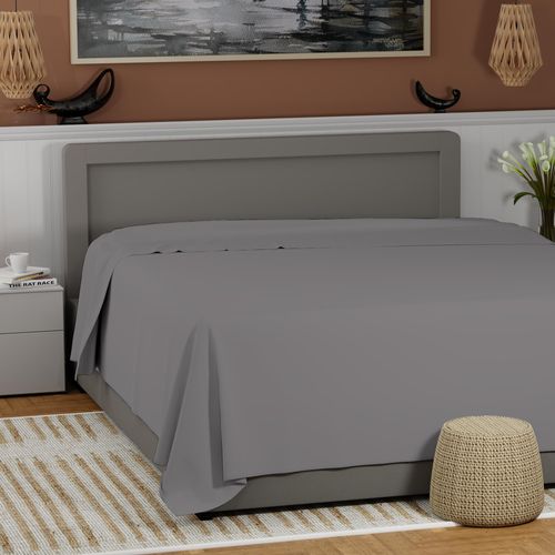 King Size Flat Sheet Only, 100% Cotton Sheets, Cool & Crisp Percale Sheets King Size Top Sheet, Highly Breathable & Comfortable (King Charcoal Gray)