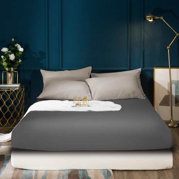 AYSW Extra Deep 16"(40 cm) King Size Bedding Fitted Sheet Brushed Microfiber Breathable (Grey)