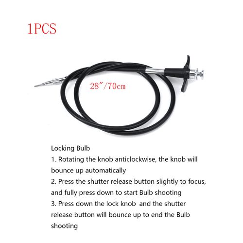 Pastlla 28"(70cm) Threaded Release Cable Vibration-Free Black Shutter Release Cable Shutter Release Cable with Bulb-Lock Mechanical Shutter Release Cable