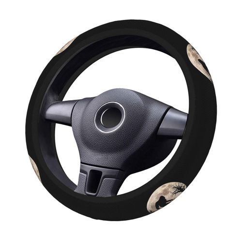 Funny Bigfoot Sasquatch Full Moon Car Steering Wheel Cover - Universal 15 inch Car Accessory for Diverse Car, Durable Anti-Slip Protector Cover for Women Man Fit SUV,Van,Truck Interior Accessories