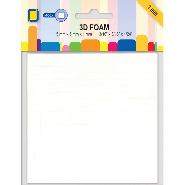 JEJE 3D Foam Dots-1 mm, Synthetic Material, White