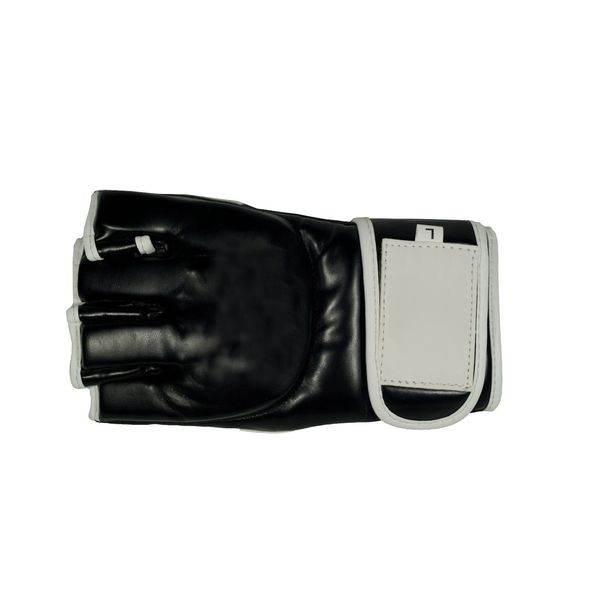 LSM Black Leather MMA Grappling Gloves (M)