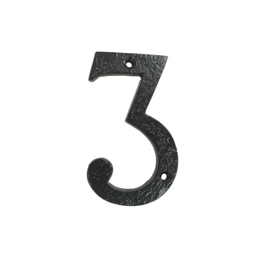 UAP House Numbers - 4 Inch Black Iron Door Numbers Screw Fix For Front Door, Rustic Address Number Screw On For Doors And Gates, Made of Solid Cast Iron (Number 3)