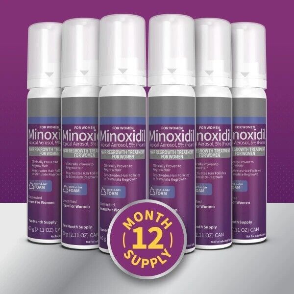 Kirkland WOMEN'S Minoxidil 5% Hair Loss Treatment Regrowth Foam 12 Month Supply