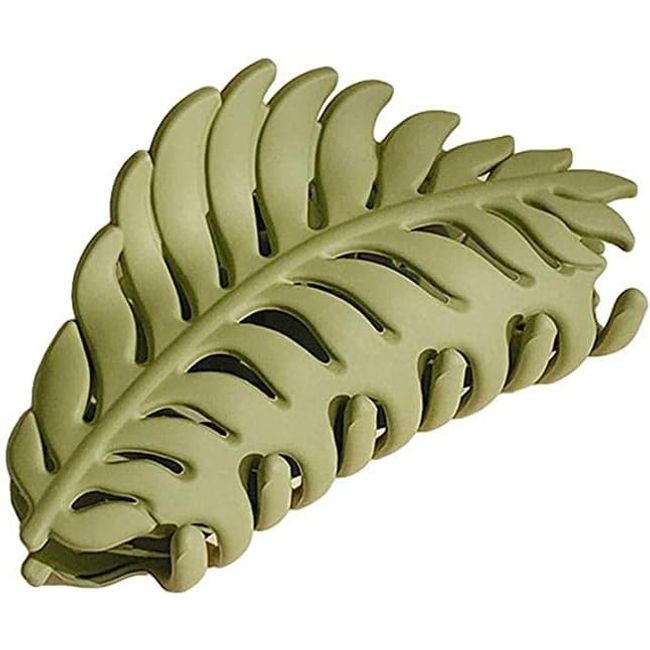 Green Hair Clamps Leaf shaped Many Teeth Big Claw Clips 3.5 Inch Non slip Leaves Hair Catch Barrette Jaw Clamp Hairpins for Women Girls Thin Thick Hair Clips and Barrettes