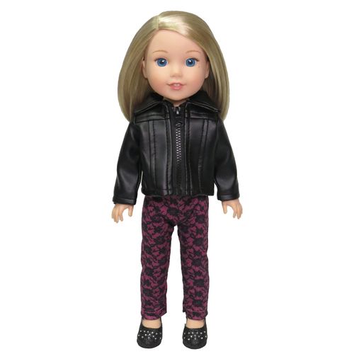American Fashion World Leather Jacket for 14-Inch Dolls | Premium Quality & Trendy Design | Dolls Clothes | Outfit Fashions for Dolls for Popular Brands