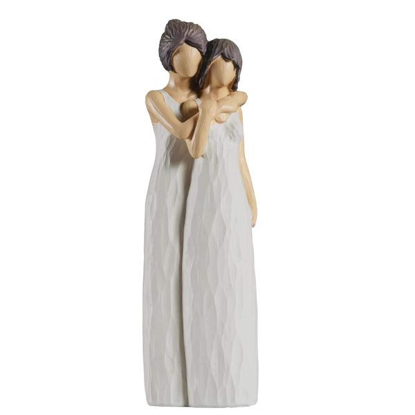 BUTILIVEEN 10.6" H Mother and Daughter Hugging Figurines, Gifts for Mom from Daughter, Tabletop Shelf Decor, White, Resin