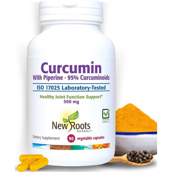 New Roots | Turmeric Curcumin with Black Pepper Supplement is 20x Better Absorption | 95% Curcuminoids + 95% Piperine (90 Veg Capsules, Each 500mg) Joint Support, Formulated by Naturopatic Doctor