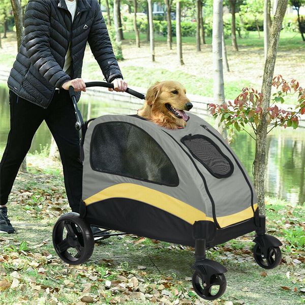 41" Dog Bike Trailer Pet Pram Foldable Pet Bicycle Trailer Dog Stroller H.121 lb