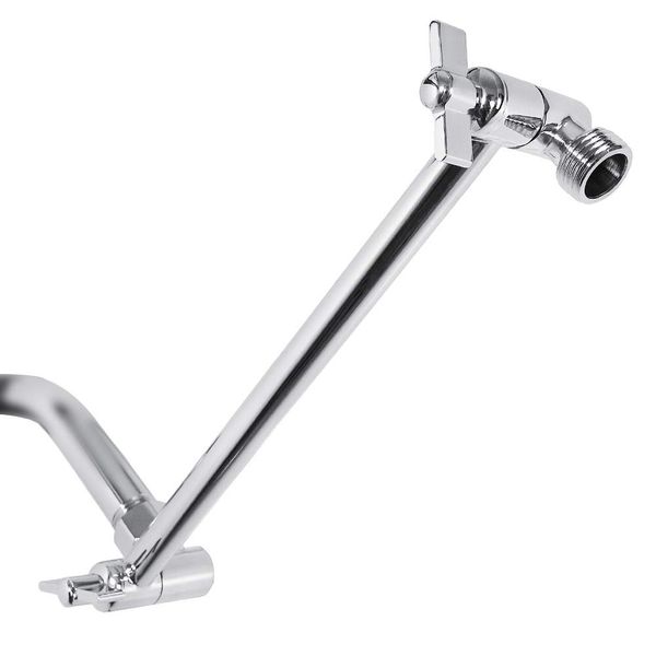 Adjustable Shower Arm Universal Connection, NearMoon Solid Brass Shower Extension Arm, Adjust Angle to Upgrade Shower Experience, Easy to Install, Anti-leak (Chrome Finish)