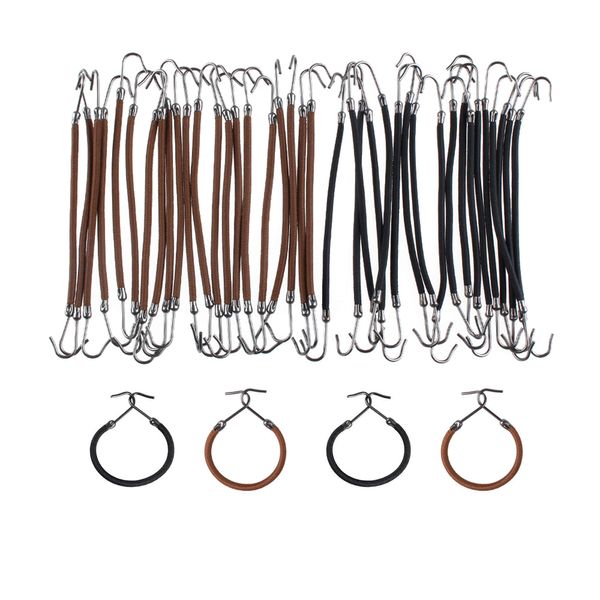 RONRONS 30 Pieces Elastic Headbands Rubber Bands Hair Styling Ponytail Hooks,Black+Brown