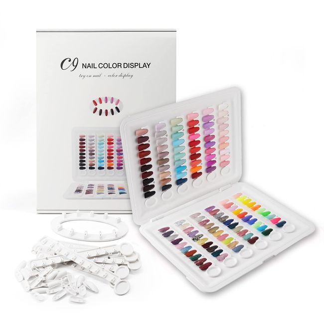 C9 Nail Color Chart Sample Book, Color Guide, Color Swatches, With Chips, No Tape Required, Chip Removable, Recyclable..