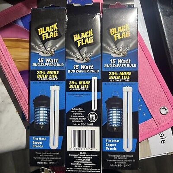 Lot 3 Black Flag 15 watt Bug Zapper Light Bulbs Replacement BB-15WHT NEW