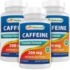 3 Pack Best Naturals Caffeine 200 mg 120 Tabs