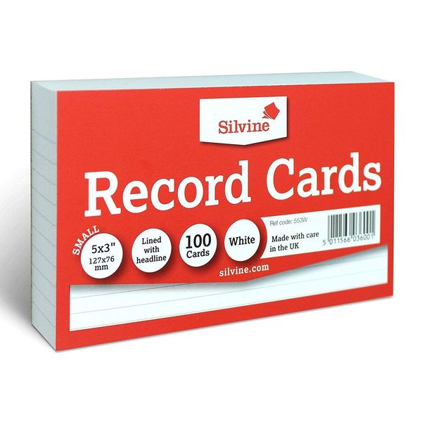 5x3" Presentation & Revision Ruled Record Cards Pack(200) +(Pen Free)